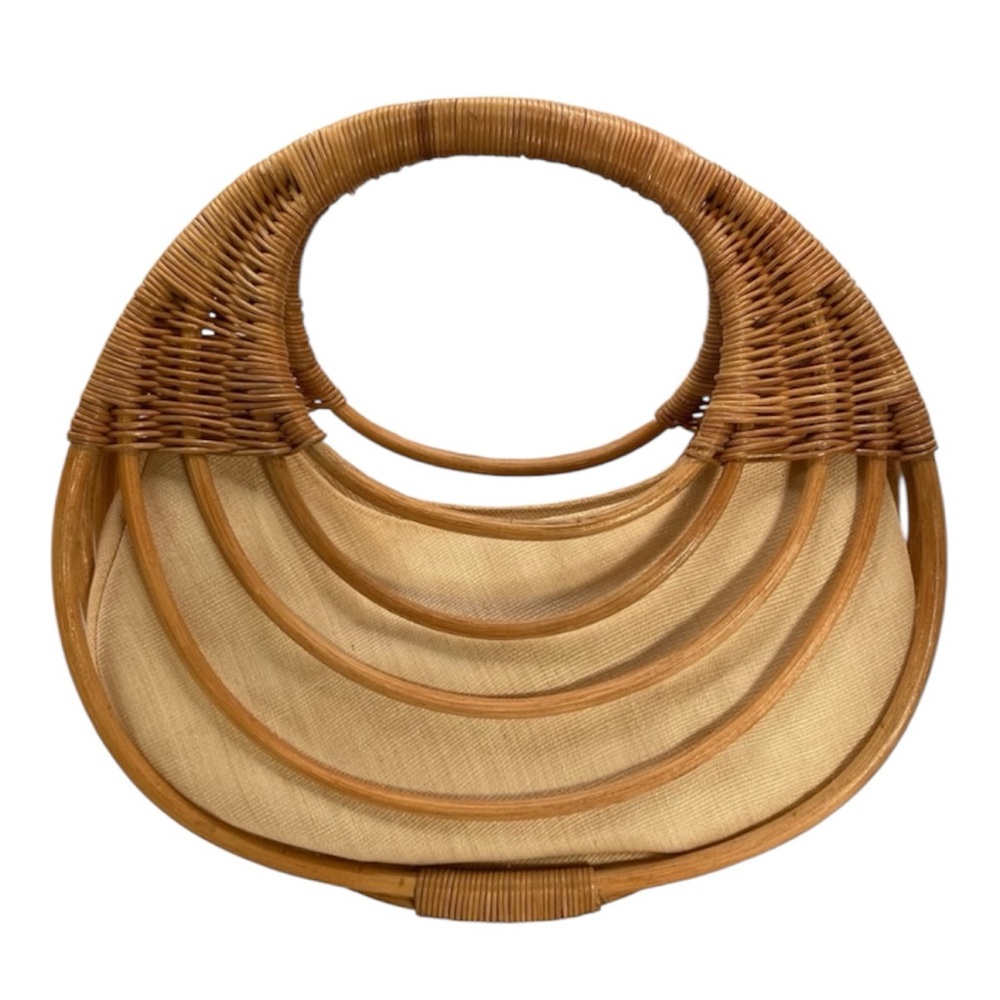 Aranaz Handwoven Curba Rattan Basket Bag Structured‎ Top Handle Handbag
